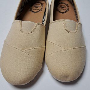 Ollio womens espadrille flats canvas slip on beige shoes USA 7.5